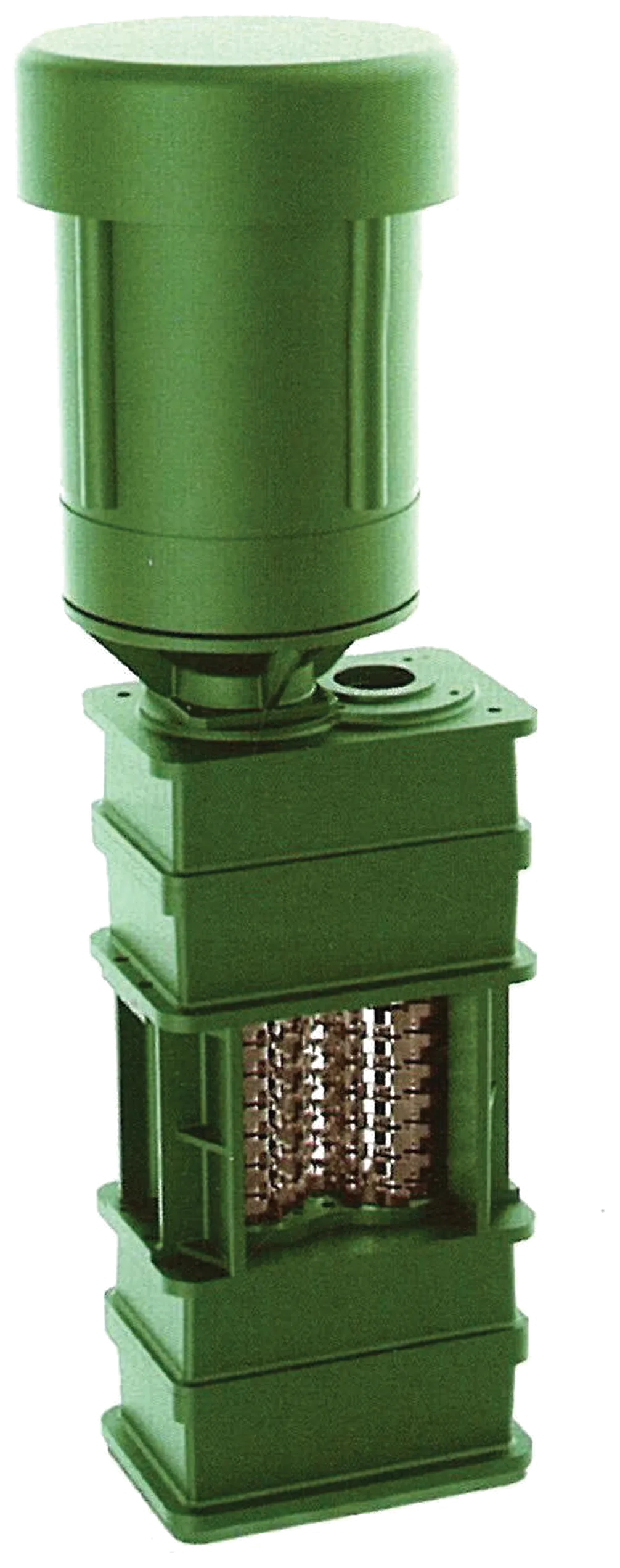 Dry waste cruncher — motor, gear housing and twin-shaft cutting chamber