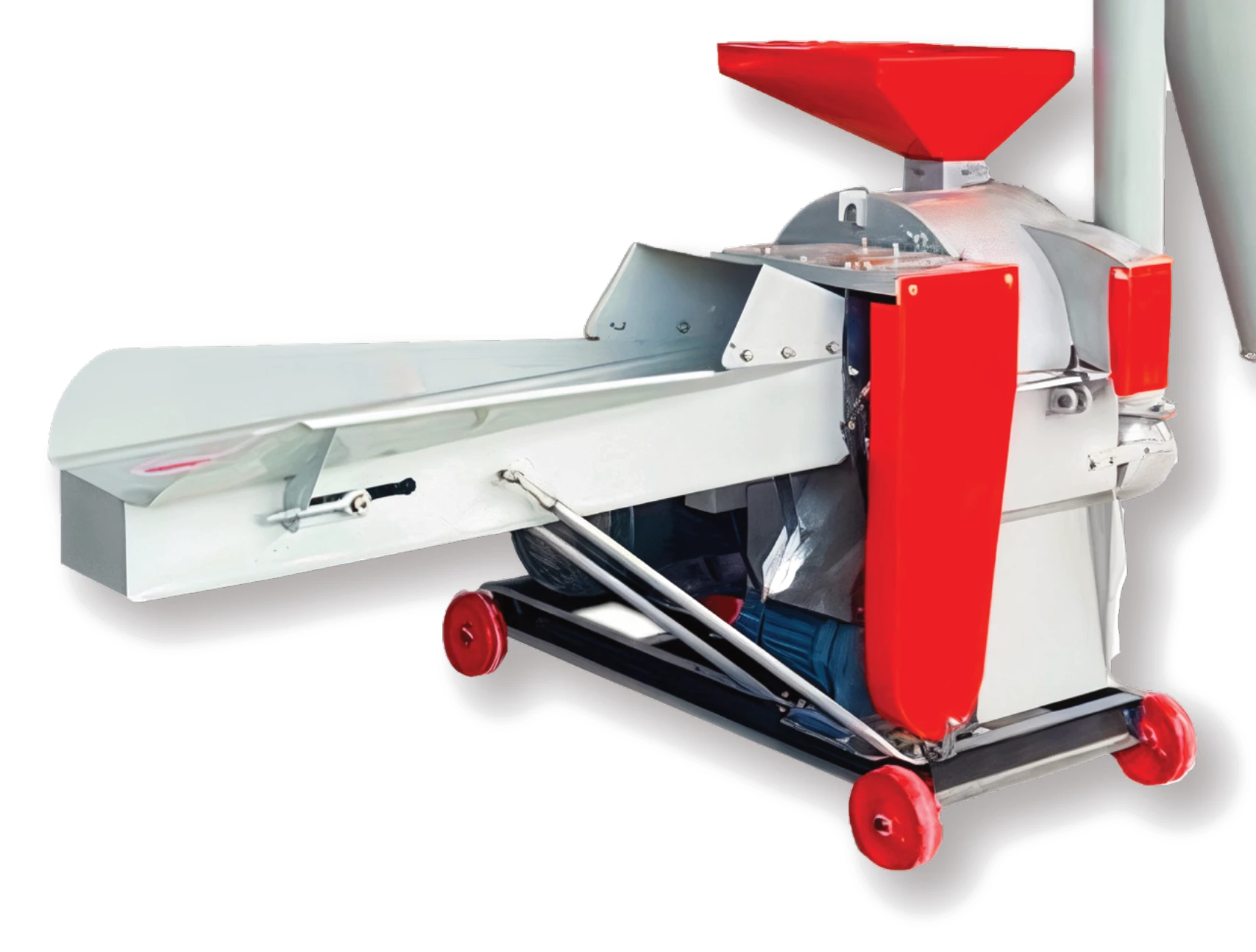 Chain-fed hopper and cutting chamber of the grass and straw shredder