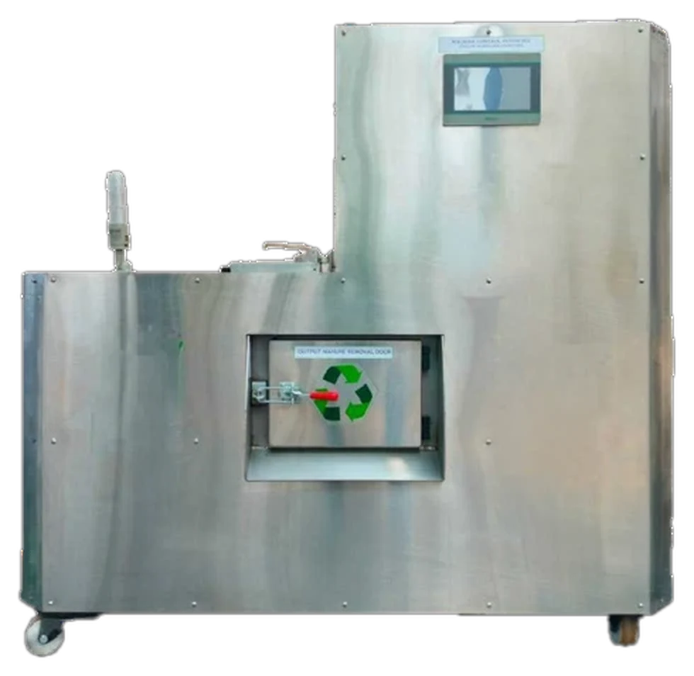 Mid-size fully automated composter with output manure removal door