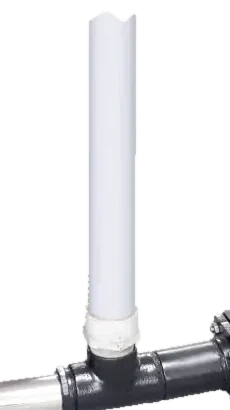 Vertical air intake pipe rising from the nozzle tee