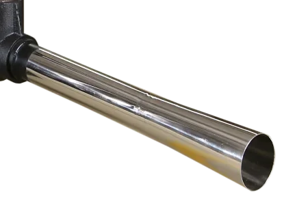 Flared stainless steel discharge nozzle