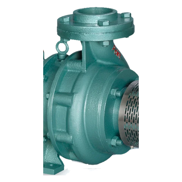 The volute pump casing with its flanged discharge on top