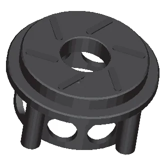 PC cutter block: the grooved stationary cutter plate on its cage