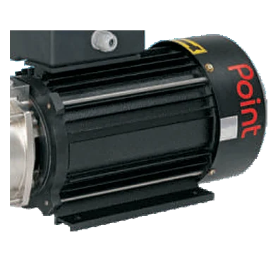 The PH pump’s black finned motor on its mounting feet