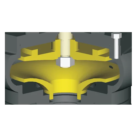 Cutaway of the impeller inside the pump casing