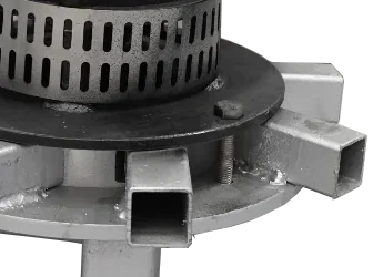 Square steel outlet arms radiating from the base plate